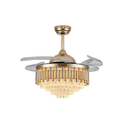ECO Retractable Blade Ceiling Fan Light Gold Fan With Folding Blades