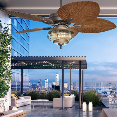 52 Inches Waterproof Ceiling Fan With Light 5 ABS Blades Weather Proof Ceiling Fan