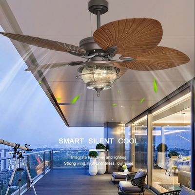 52 Inches Waterproof Ceiling Fan With Light 5 ABS Blades Weather Proof Ceiling Fan