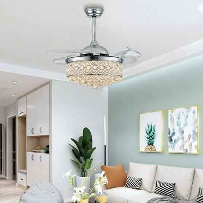 3 Retractable  ABS Blades 3 Light Color Changing Ceiling Fan For Bedroom Restaurant