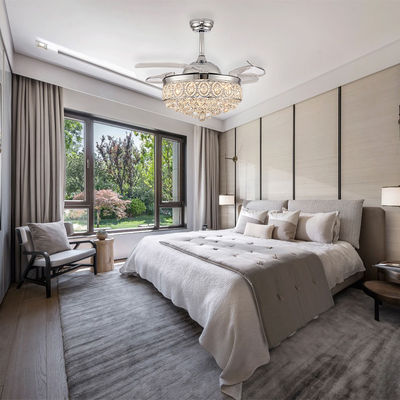 3 Retractable  ABS Blades 3 Light Color Changing Ceiling Fan For Bedroom Restaurant