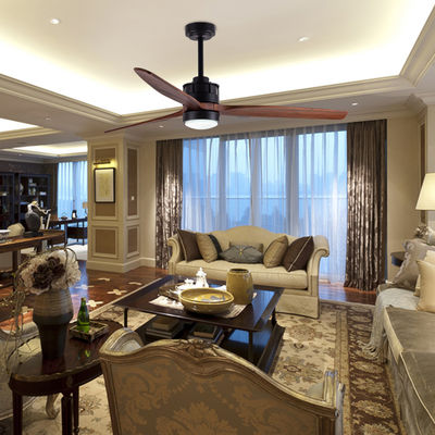 Wooden Blades European Ceiling Fans With Lights DC Motor Decorative