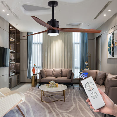 Wooden Blades European Ceiling Fans With Lights DC Motor Decorative
