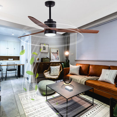 Wooden Blades European Ceiling Fans With Lights DC Motor Decorative