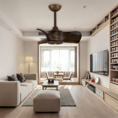 Brown 24In Solid Wood Ceiling Fan Modern Low Noise For Bedrooms
