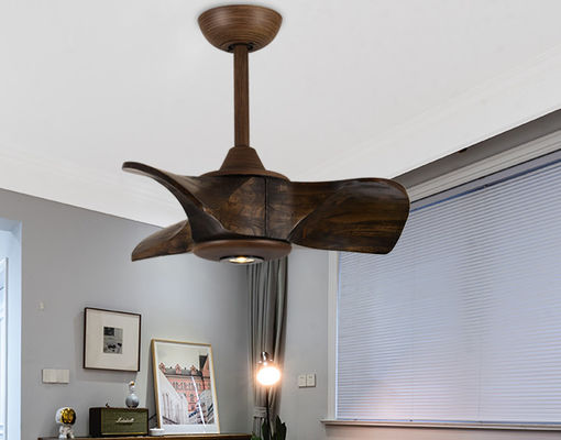 Brown 24In Solid Wood Ceiling Fan Modern Low Noise For Bedrooms