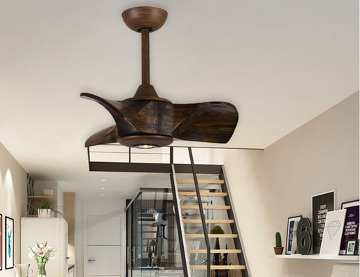 Brown 24In Solid Wood Ceiling Fan Modern Low Noise For Bedrooms