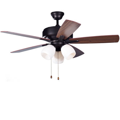 Classic Antique Brass Ceiling Fan With Light Pull Chain AC Motor