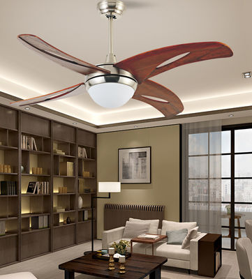 Remote Control Solid Wood Ceiling Fan 4 Blades For Living Room