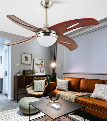 Remote Control Solid Wood Ceiling Fan 4 Blades For Living Room