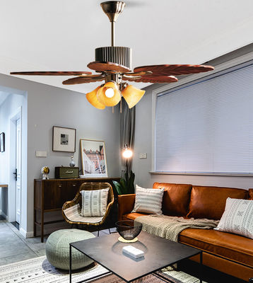 5 Blades 52In Solid Wood Ceiling Fan With Real Wood Blades