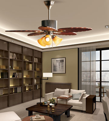 5 Blades 52In Solid Wood Ceiling Fan With Real Wood Blades