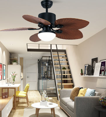 ABS Blades Modern Ceiling Fans With Light 52 Inch Black And Brown