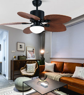 ABS Blades Modern Ceiling Fans With Light 52 Inch Black And Brown