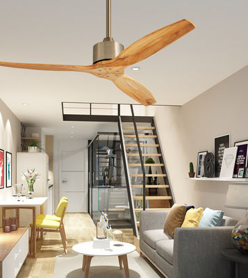 DC Motor Real Wood Ceiling Fan With Light Wood / Remote Control
