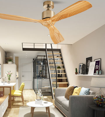 52&quot; Solid Wood Ceiling Fan Real Wood Blade Ceiling Fan With Light