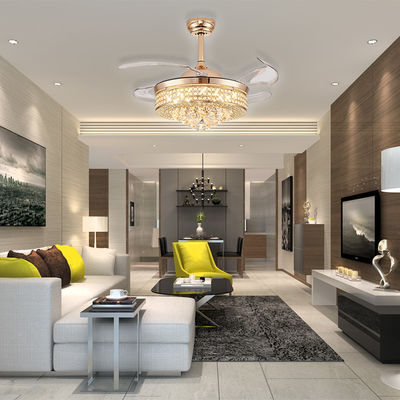 ECO Chandelier Fans With Retractable Blades 52 Inch Retractable Ceiling Fan
