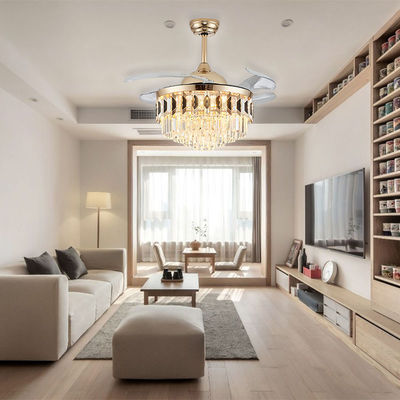 52 DC Folding Ceiling Fan With Light Chandelier With Hidden Fan