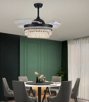 52&quot; Retractable Chandelier Folding Ceiling Fan With Light Gold