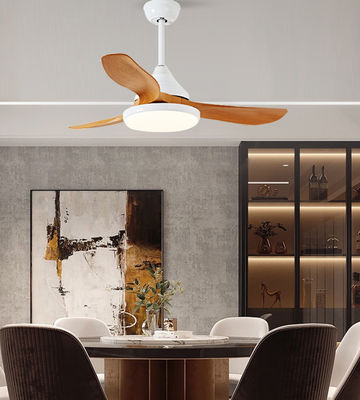 White Brown 3 Blades 52 Inch Ceiling Fan With Light And Remote