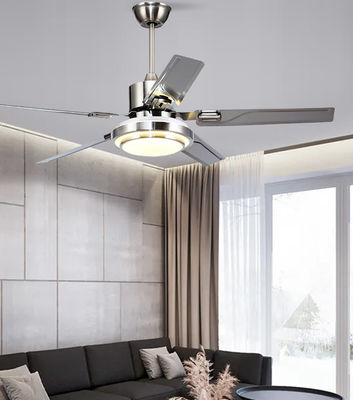 Silver 52in DC Motor Ceiling Fans With Lights / 5 ABS Blades