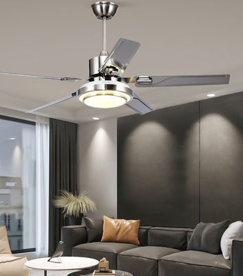 Silver 52in DC Motor Ceiling Fans With Lights / 5 ABS Blades