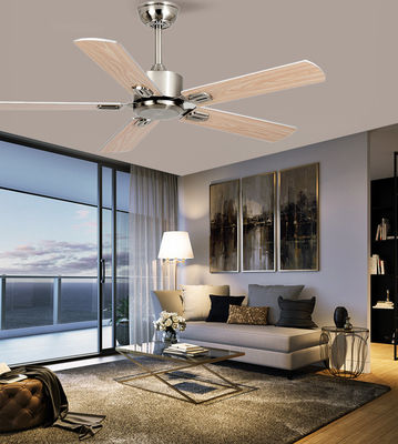 DC Modern LED Ceiling Fan Low Noise Remote Control 5 ABS With Light