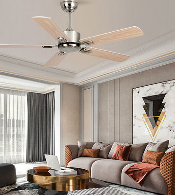 DC Modern LED Ceiling Fan Low Noise Remote Control 5 ABS With Light