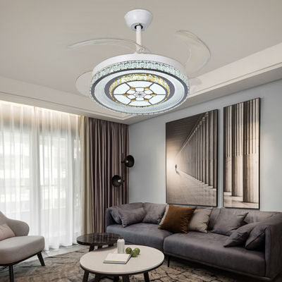 White 42in Bladeless Folding Ceiling Fan With Light DC Motor