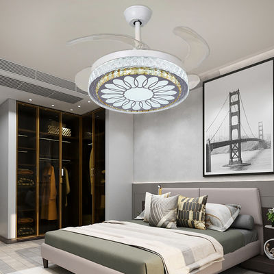 White ECO Smart Folding Ceiling Fan With Light Reversible Flush Mount