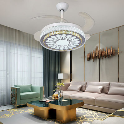 White ECO Smart Folding Ceiling Fan With Light Reversible Flush Mount